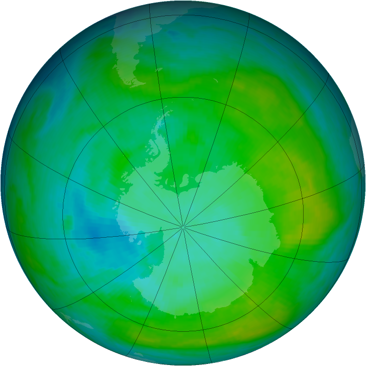 Antarctic ozone map for 29 January 1983